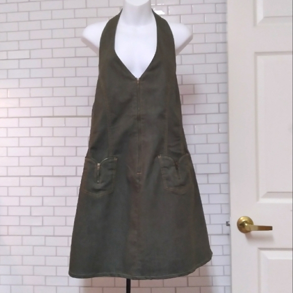 Green Jean Apron - Picture 1 of 3